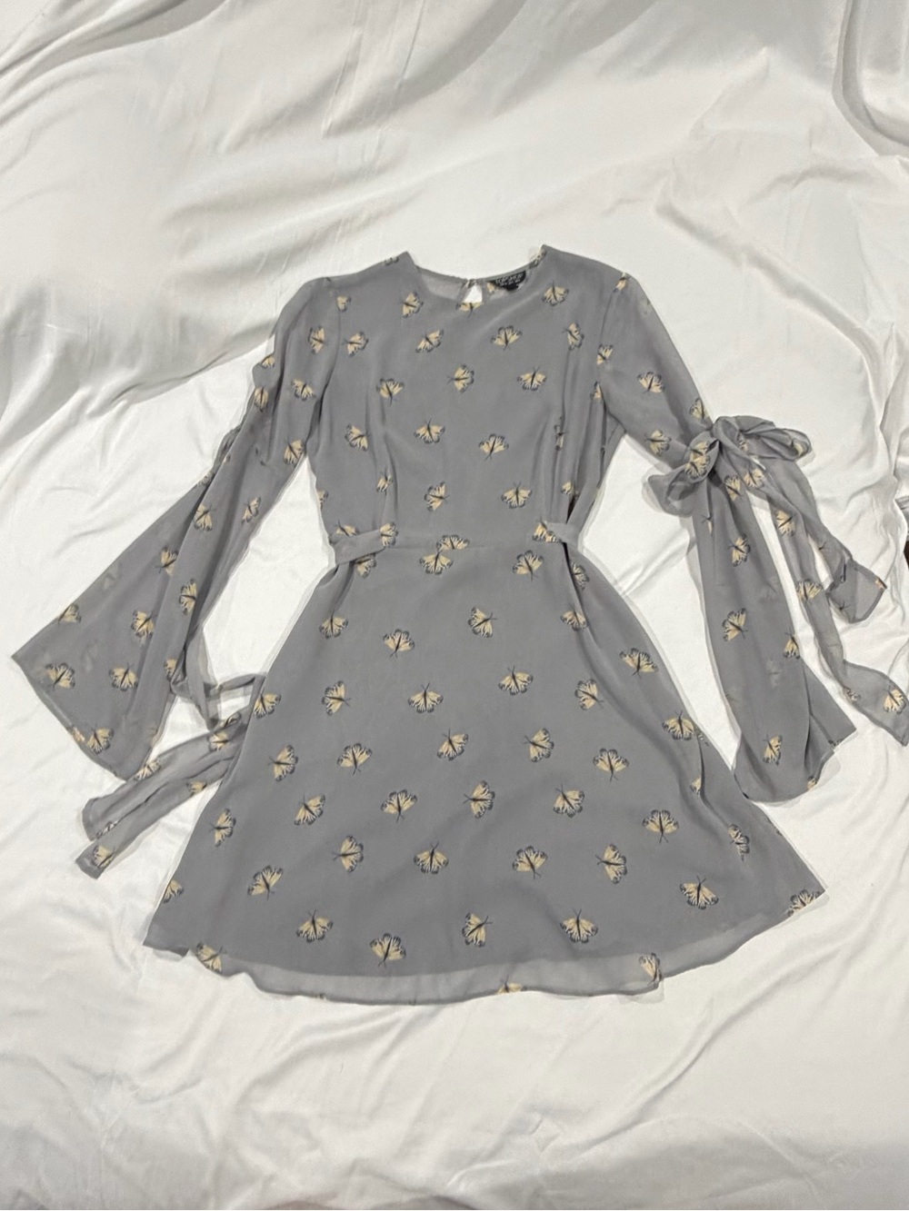 Topshop Grey Moth Mini Dress *fits small*